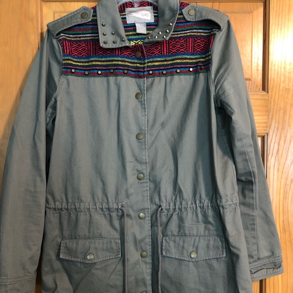 Forever 21 utility jacket with pattern detail